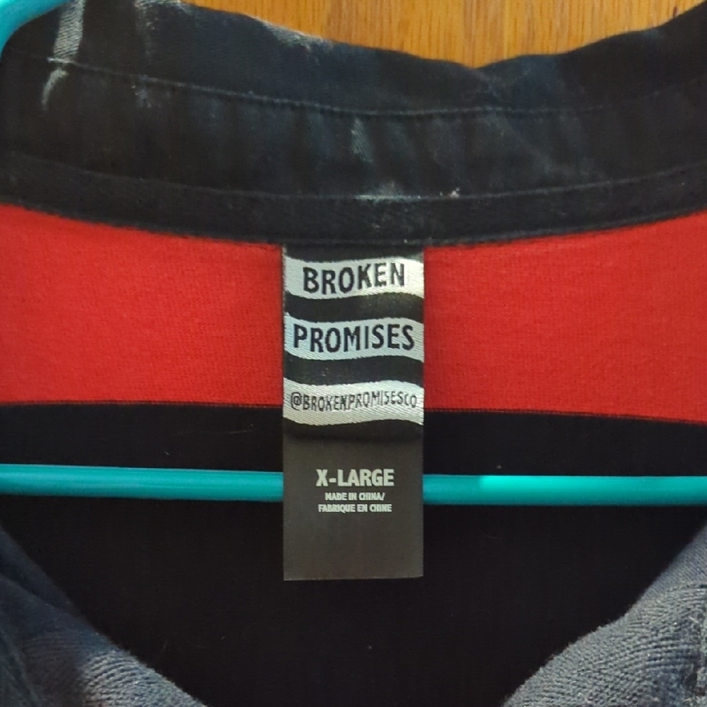 Broken Promises Black and Red Rugby Shirt - Picture 2 of 3